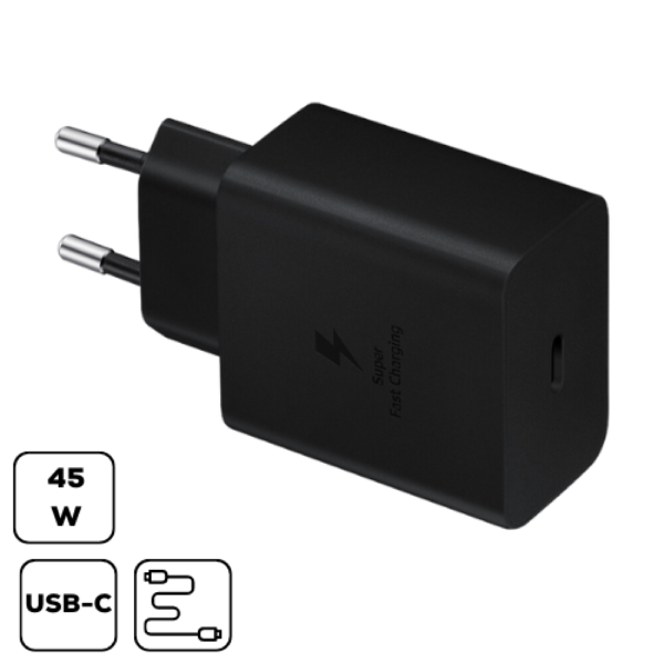 Samsug hálózati adapter kábellel,45W PD USB-C,Feke